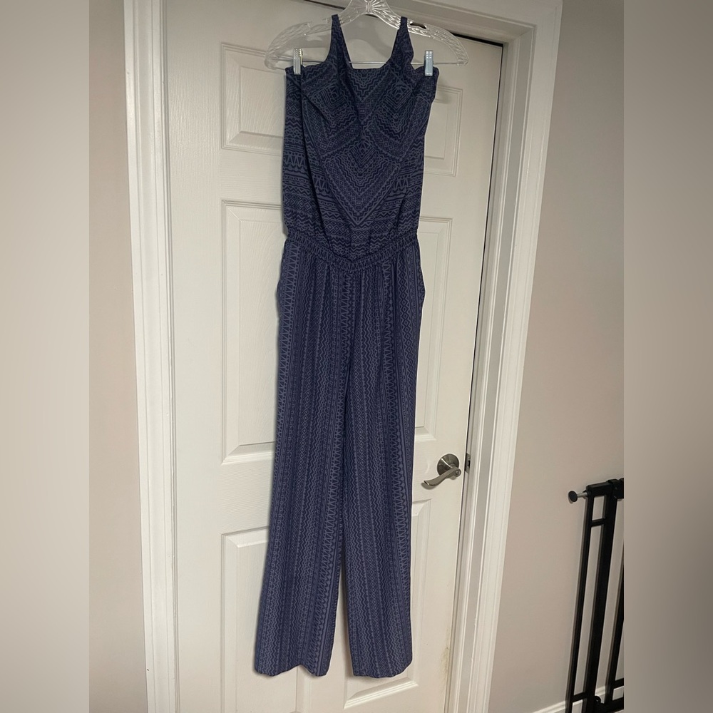 Prana Navy Patterned Jumpsuit